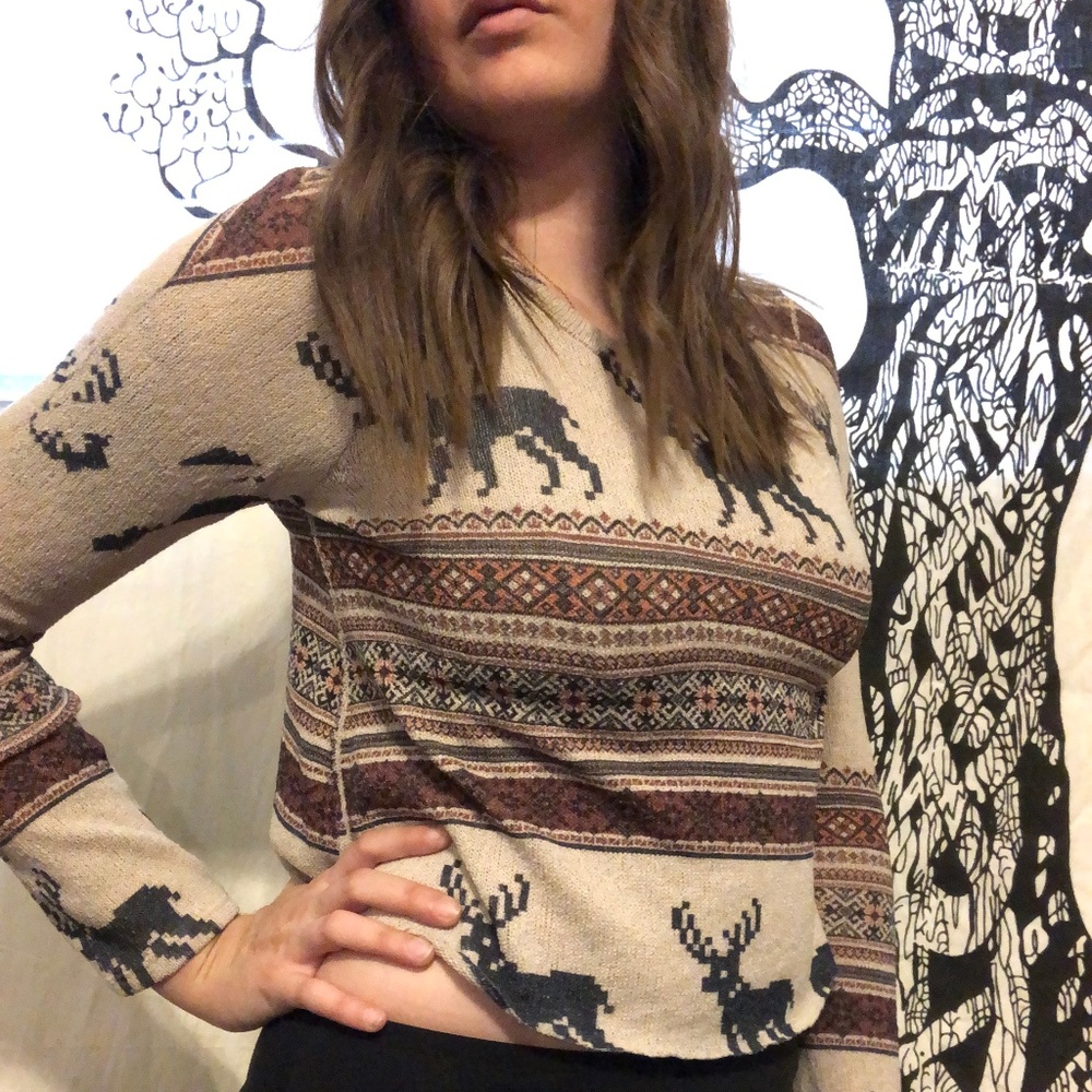 Printed Crop Sweater